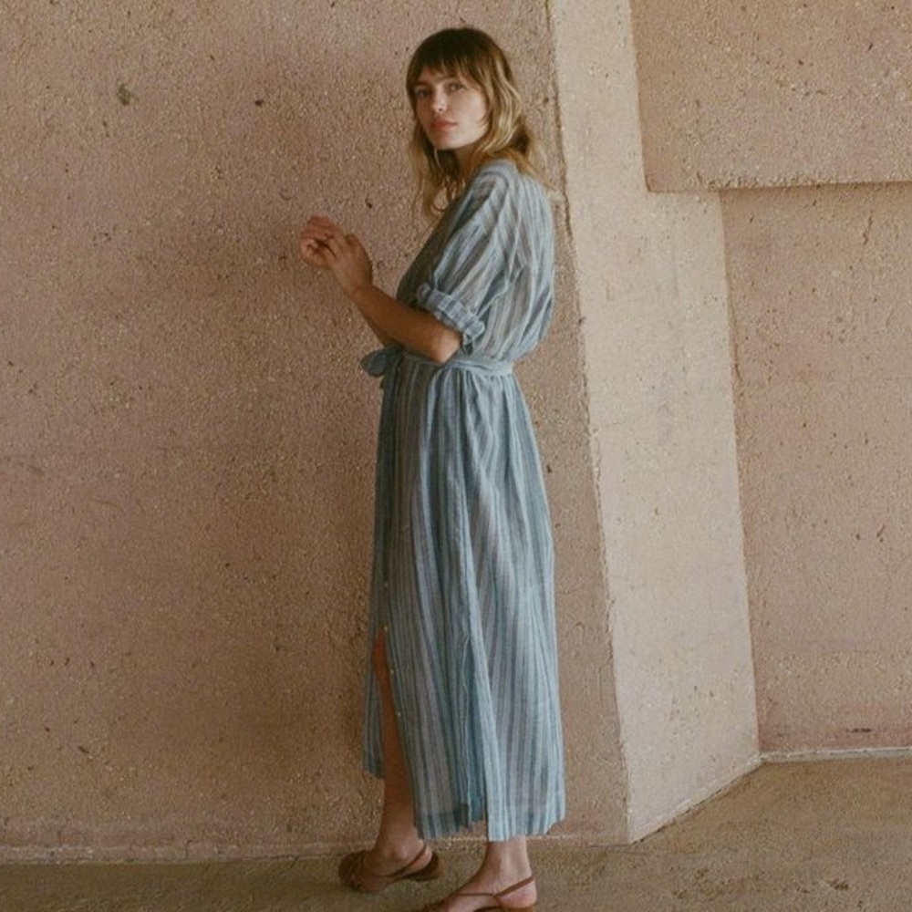 DÔEN Joan Dress — Indigo Stripe